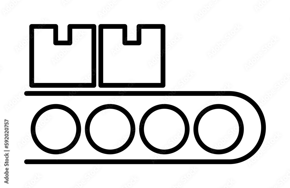 boxes on the conveyor belt outline icon illustration on transparent background boxes on the conveyor belt outline icon illustration on transparent background
