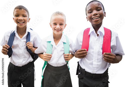 Portrait of happy students in uniforms