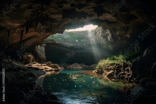 waterfall in a cave