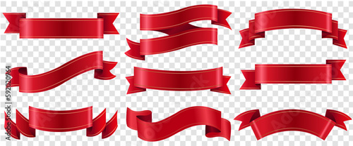set of red and white ribbons