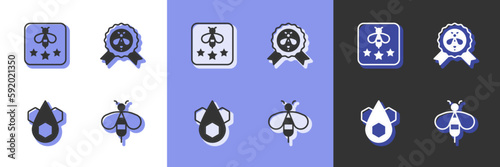 Set Bee, Type of bee, Honeycomb and Best icon. Vector