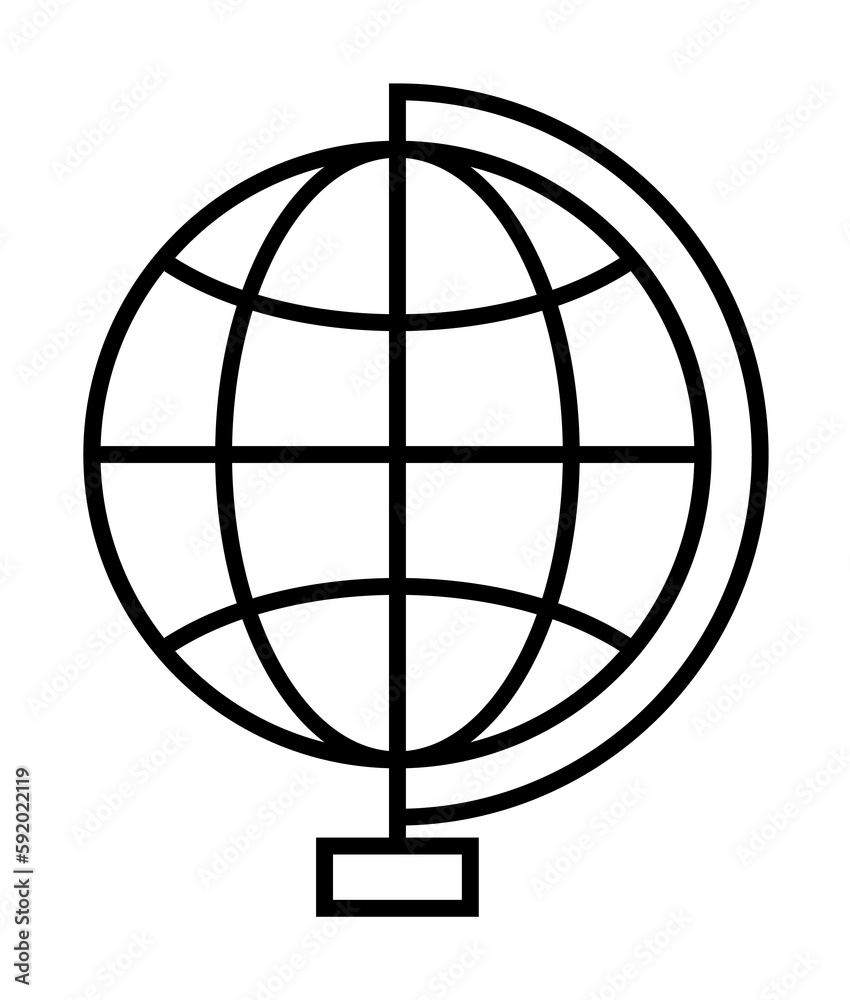 globe outline icon illustration on transparent background globe outline icon illustration on transparent background