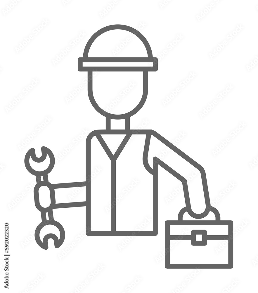 Industry engineer maintenance man repair technician worker on white background icon illustration on transparent background