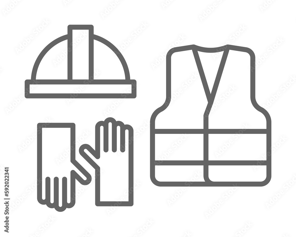 Industry clothes clothing equipment glove helmet protective safety on white background icon illustration on transparent background Industry clothes clothing equipment glove helmet protective safety on white background icon illustration on transparent background