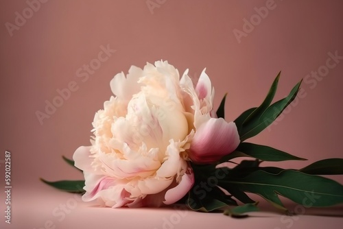 Wallpaper Mural  a white and pink flower on a pink background with green leaves and a pink background with a light pink background and a light pink background.  generative ai Torontodigital.ca