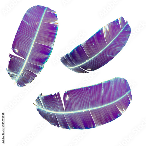 Neon tropical leaves of palm trees and other plants.  Ultraviolet pink, blue, turquoise.