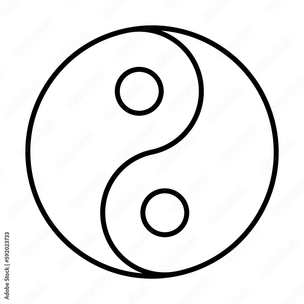 Yin Yang outline icon illustration on transparent background Yin Yang outline icon illustration on transparent background