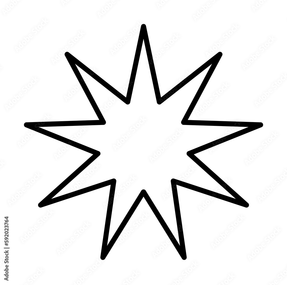 bahai star outline icon illustration on transparent background bahai star outline icon illustration on transparent background