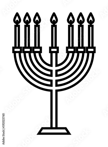 Hebrew candles outline icon illustration on transparent background