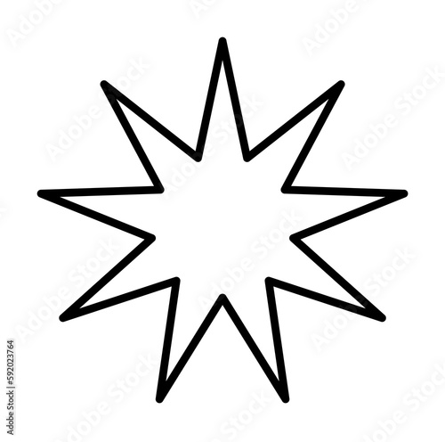 bahai star outline icon illustration on transparent background photo