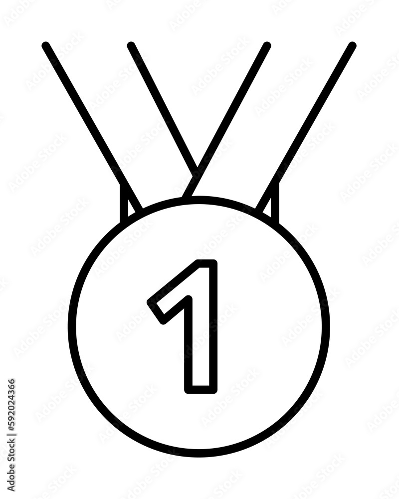 medal with ribbon icon illustration on transparent background
