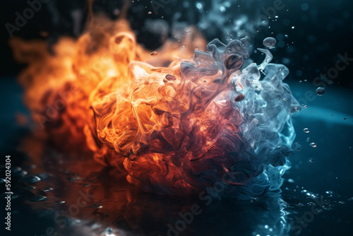 fire mixed with ice smoke