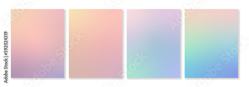 Set of vector gradient backgrounds in trendy pastel colors with soft transitions. For covers, greeting cards, invitations, branding, social media, posters and other projects. For web and print.