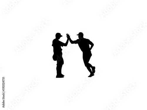 silhouette of a man. Two baseball player standing together and showing hand side. Two baseball player vector art, icons, and vector images. Two baseball player silhouette collection.