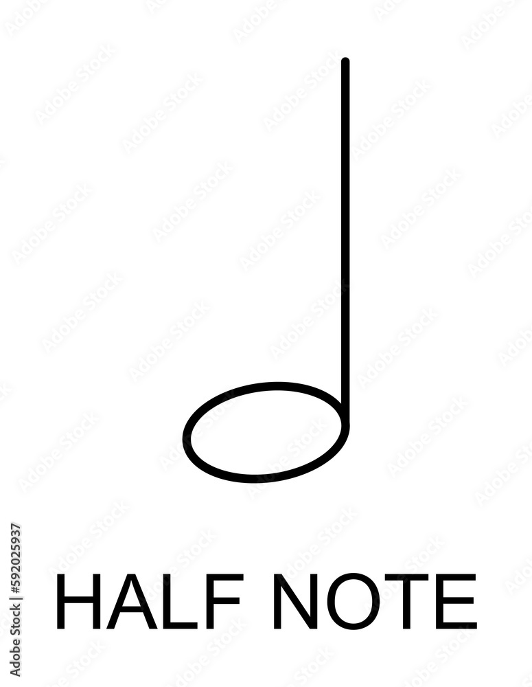Half note icon illustration on transparent background Half note icon illustration on transparent background