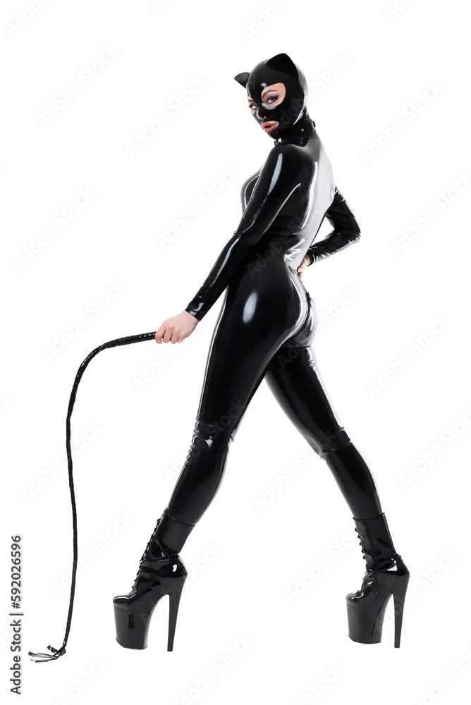 Beautiful Woman in Latex Catsuit with Mask and Collar Beautiful Woman in Latex Catsuit with Mask and Collar