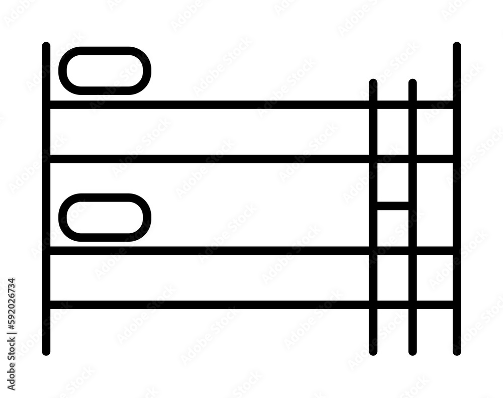 double-decker bed icon illustration on transparent background