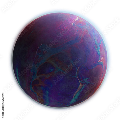 Rainbow exoplanet with colorful surface and glowing atmosphere