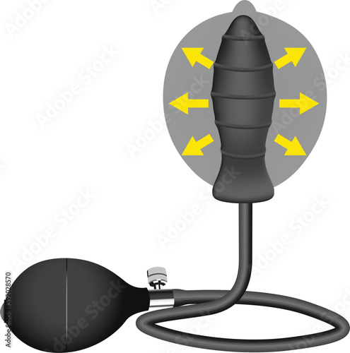 Inflatable Anal Butt Plug, Vaginal Anal Dilator Expandable Silicone Prostate Massager Sex Toys vector illustration