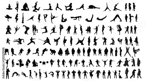 set of silhouettes of people