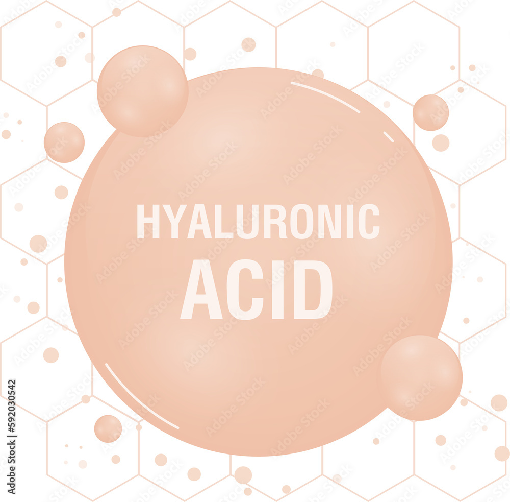 Hyaluronic acid solution. Beauty treatment nutrition skincare design. Collagen to prevent wrinkles. Medical and scientific concepts. Illustration