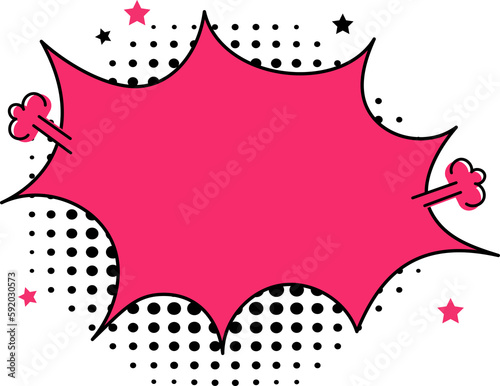 Collection colorful of empty comic speech bubbles with halftone shadows. Hand drawn retro cartoon stickers. Pop art style. Illustration 