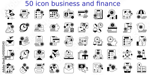 Wallpaper Mural Business and Finance line icons set. Businessman outline icons collection. Money, investment, teamwork, meeting, partnership, meeting, work success - stock vector. Torontodigital.ca