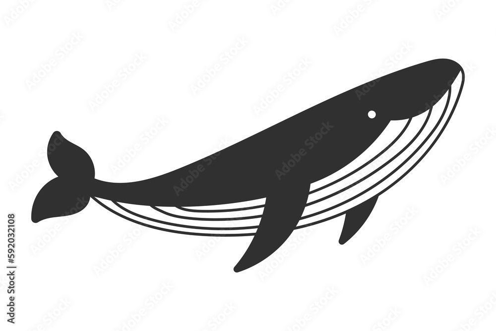 Black and white whale silhouette vector illustration Black and white whale silhouette vector illustration