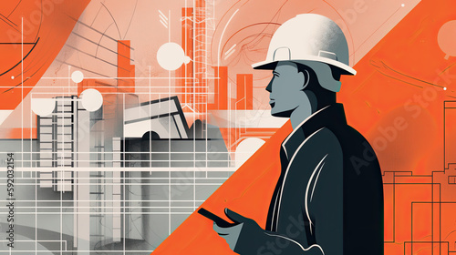 civil engineer working on a large-scale infrastructure project, such as a dam or a high-speed railway, with construction workers and heavy machinery in the background