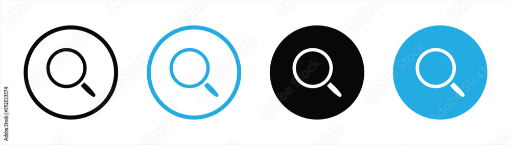 magnifying glass icon set. search button icon symbol sign collections, vector illustration magnifying glass icon set. search button icon symbol sign collections, vector illustration