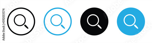 magnifying glass icon set. search button icon symbol sign collections, vector illustration