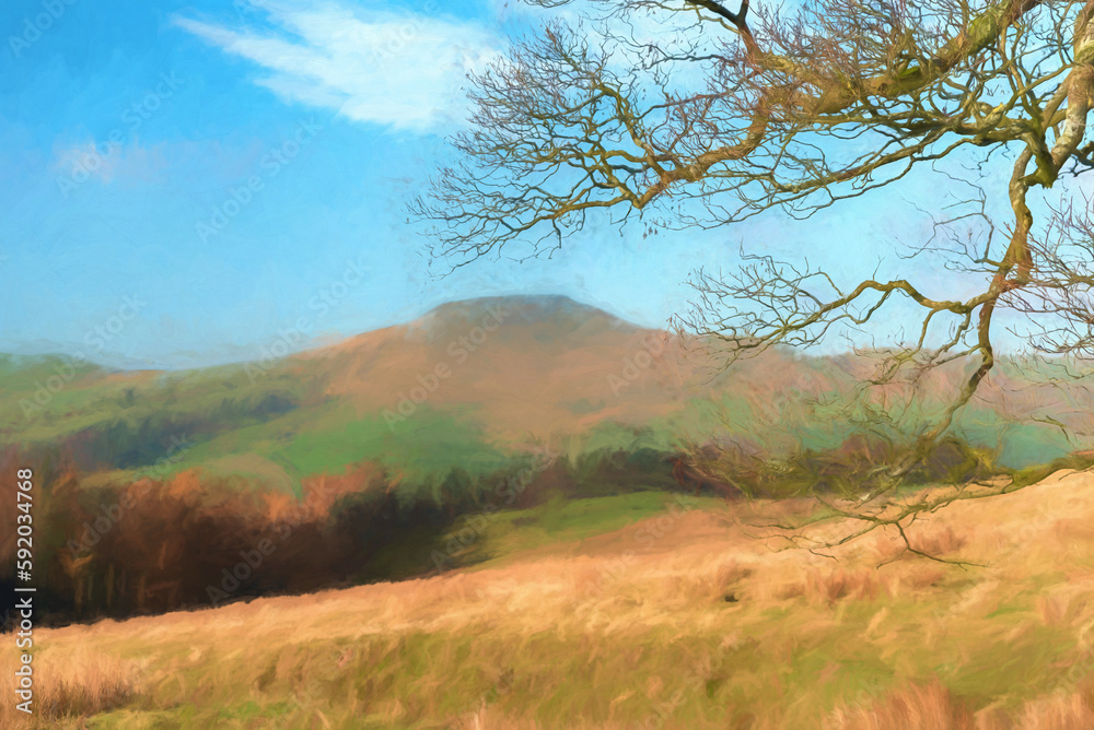 A digital watercolour of Shutlingsloe Hill in the Peak District National Park. A digital watercolour of Shutlingsloe Hill in the Peak District National Park.