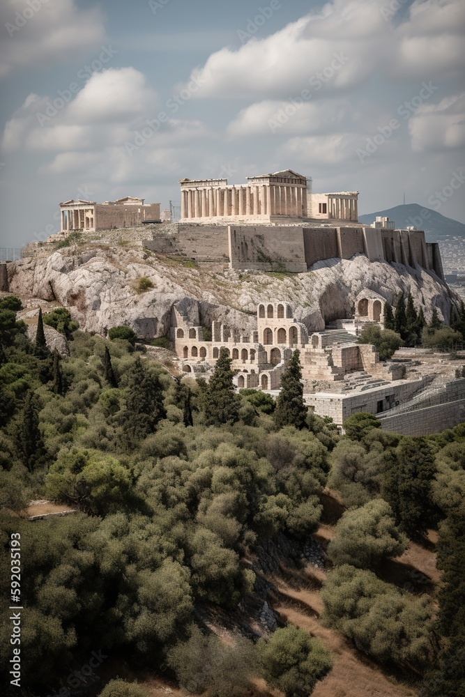 Naklejka premium The Acropolis in Athens Greece , generative artificial intelligence
