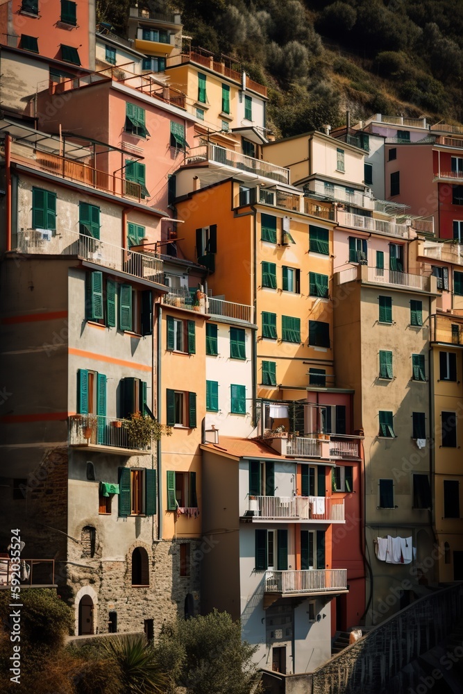 The Cinque Terre coastal towns in Italy, generative artificial intelligence