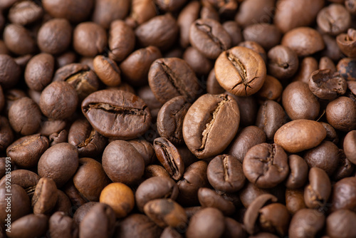 Fototapeta Naklejka Na Ścianę i Meble -  Close up of roasted coffee beans. Aromatic dark coffee beans