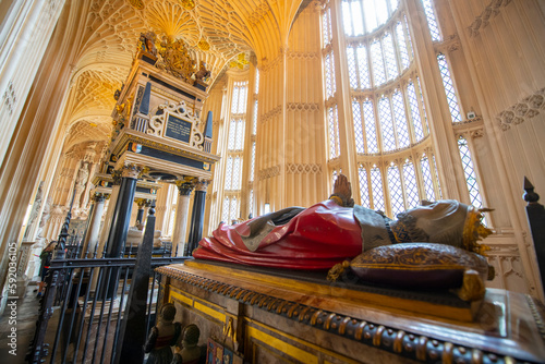 Margaret Douglas, Countess of Lennox tomb in Lady Chapel in Westminster Abbey. The church is UNESCO World Heritage Site located next to Palace of Westminster in city of Westminster in London, UK.  photo