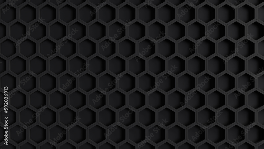 3d render black hexagon pattern abstract bakcground 3d render black hexagon pattern abstract bakcground