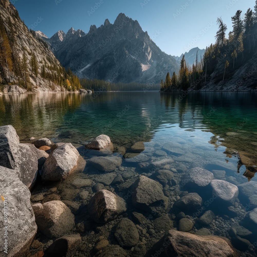 Fototapeta premium lake and mountains