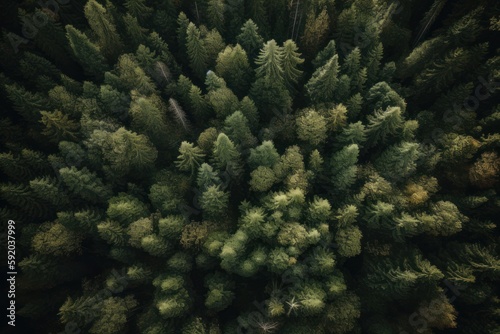 drone view of forest