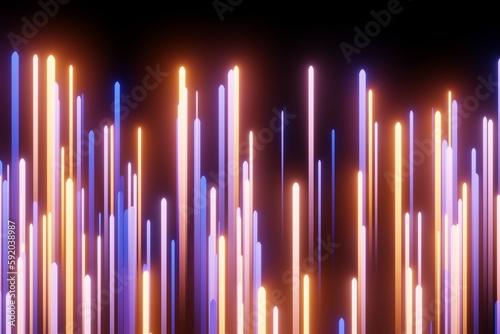 Colorful abstract dynamic light lines technology speed digital background. 3d rendering.