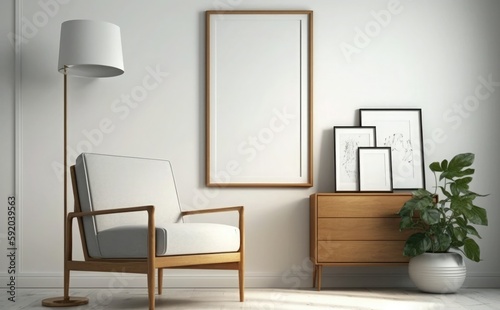 photo frame Mockup on minimalist modern interior background