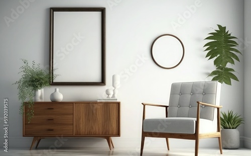 photo frame Mockup on minimalist modern interior background