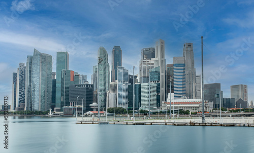 Singapore downtown Financial district skyline with moving clouds © stockyme