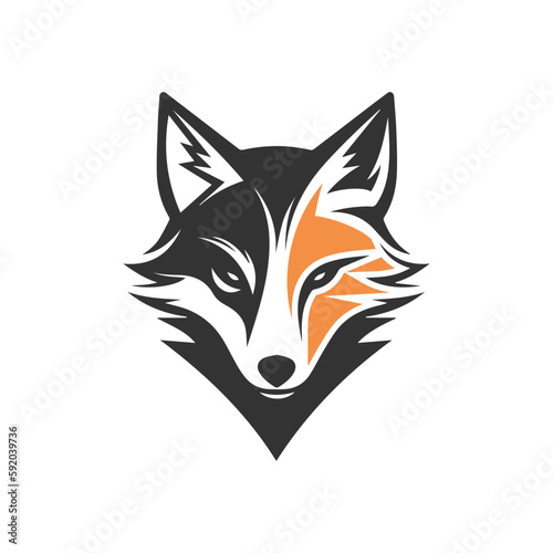 a minimalistic abstract fox head logo in a simple flat design style