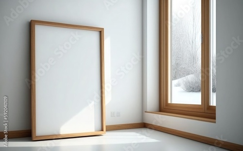 Poster frame Mockup on minimalist modern interior background 