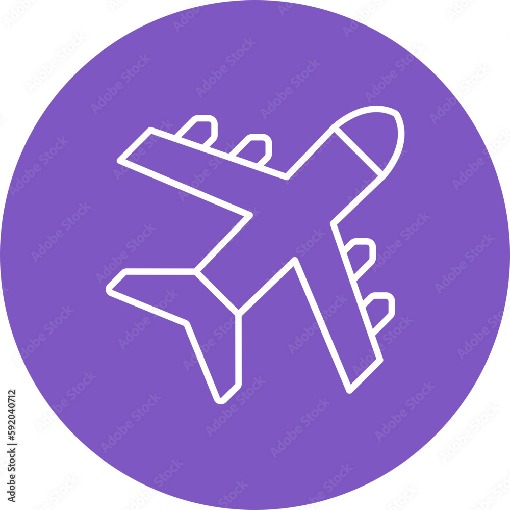Plane Multicolor Circle Line Inverted Icon Plane Multicolor Circle Line Inverted Icon