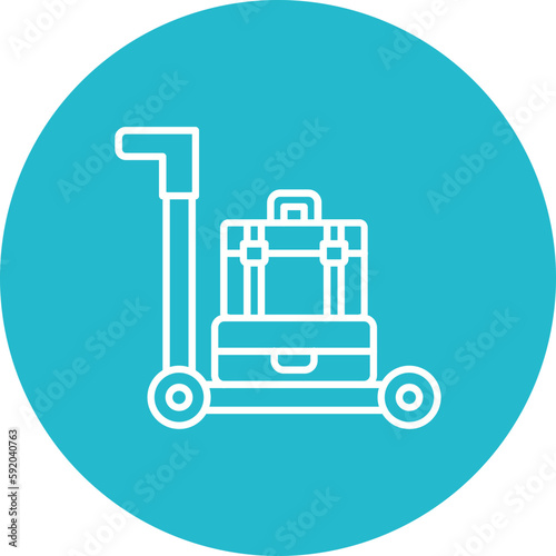Airport cart Multicolor Circle Line Inverted Icon