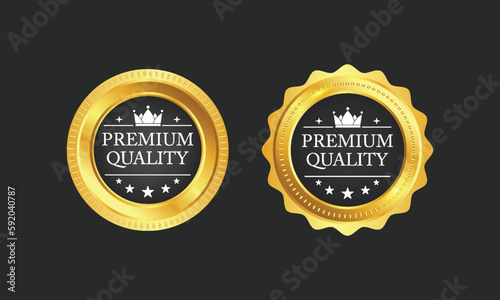 gold premium quality seal or label flat vector icon.