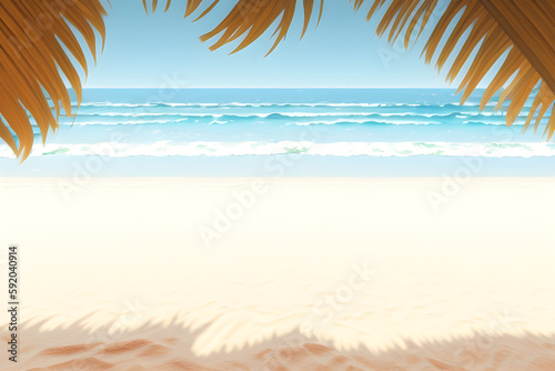 palm tree on the beach, background, summer - Generative AI