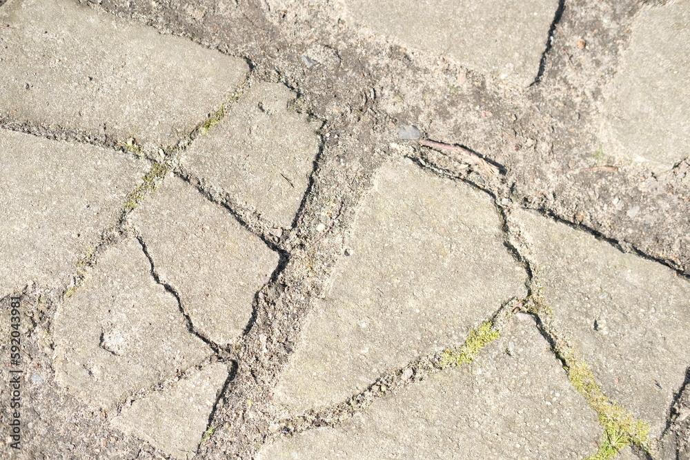 Obraz premium Asphalt, brick, stones and wooden texture. Yellow and green graphic materials 
